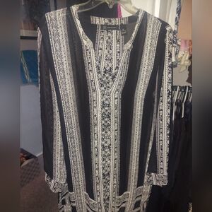 Sheer Black & Ivory cover up, top or dress